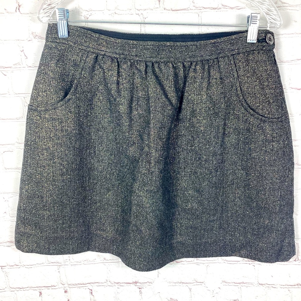 J. Crew Gold & Black‎ Shimmer Skirt Women’s Size 6 Pockets